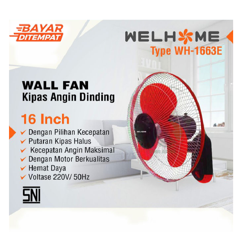 WELHOME Wall Fan Kipas Angin Dinding 16 inch WH-1663 | Kipas Dinding Welhome