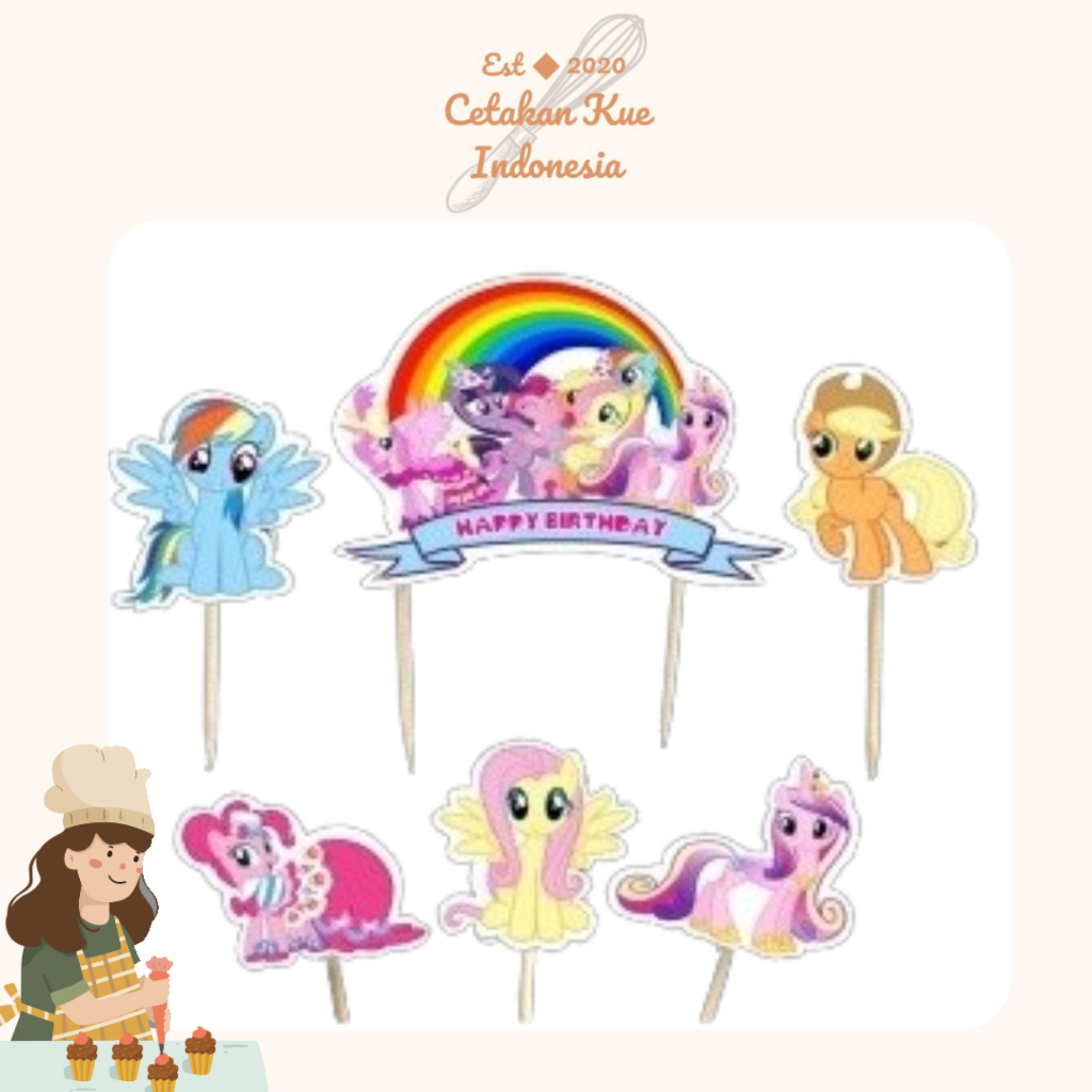 {CKI} Hiasan Kue Happy Birthday Set Kuda Pony