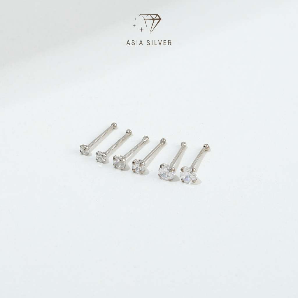 Anting Tusuk Giwang Hidung Asli Perak Silver 925 Lapis Emas Putih - PERHIASAN PERAK