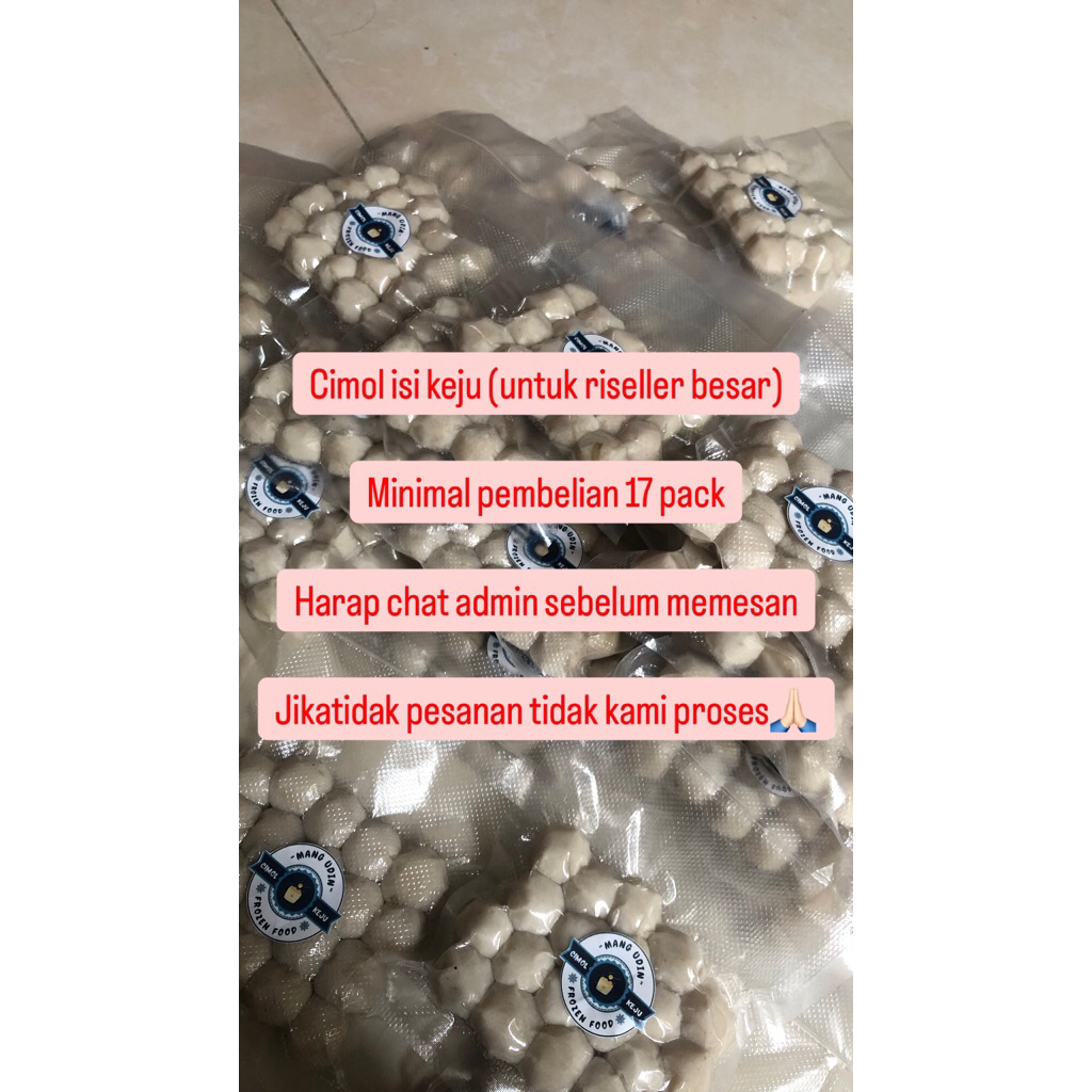 

cimol isi keju TANPA BUMBU(untuk riseller besar)