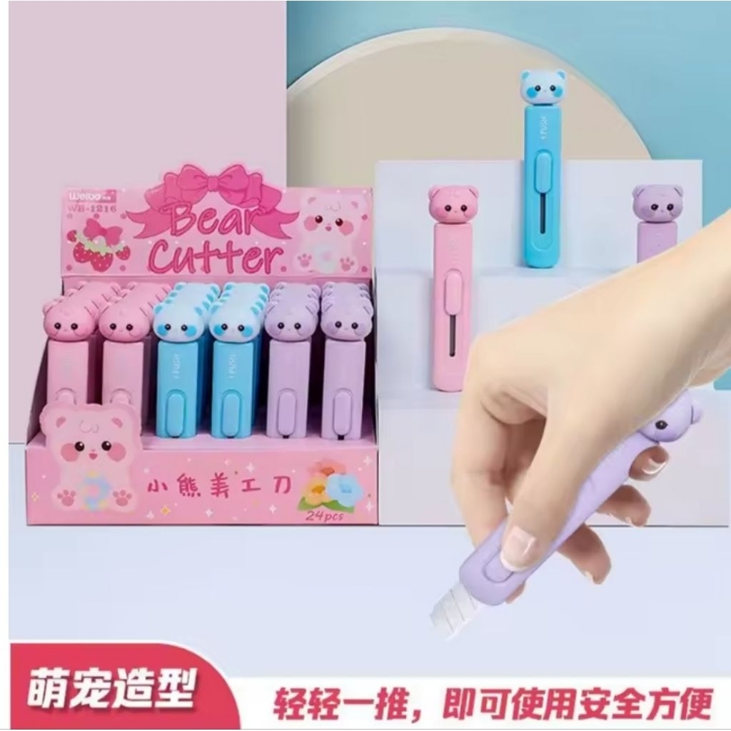 

Weibo - Cutter Knife WB-1201 Rabbit / Cutter Knife WB-1216 Bear / Pisau Cutter Mini Weibo Karakter Kelinci Beruang Lucu