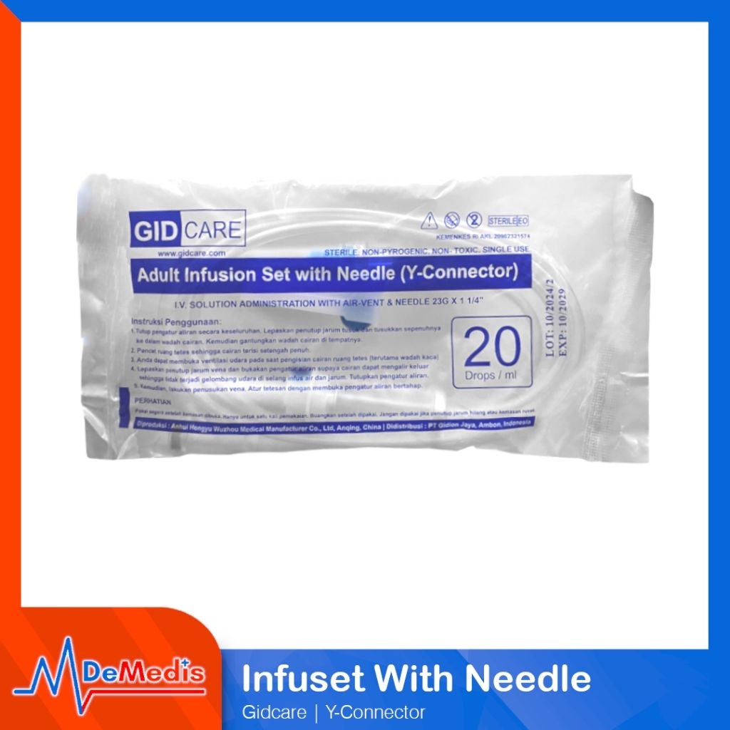 Infus Set Dewasa Tipe Y Connector GIDCARE Selang Infus Adult Infusion Set With Needle