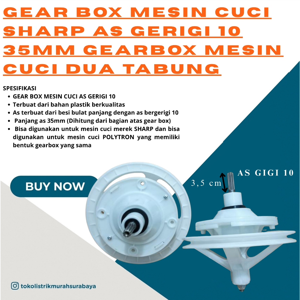 GEARBOX MESIN CUCI 2 TABUNG SHARP PULLY BESAR KLIP // GEARBOX MESIN CUCI 2 TABUNG PULI BESAR KLIP