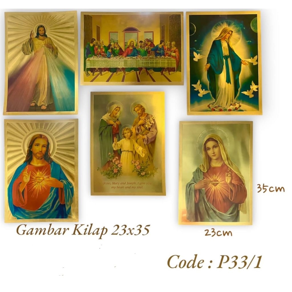 Poster Rohani Kilap - Gambar Yesus Maria Kelurga Kudus Perjamuan 23x35cm