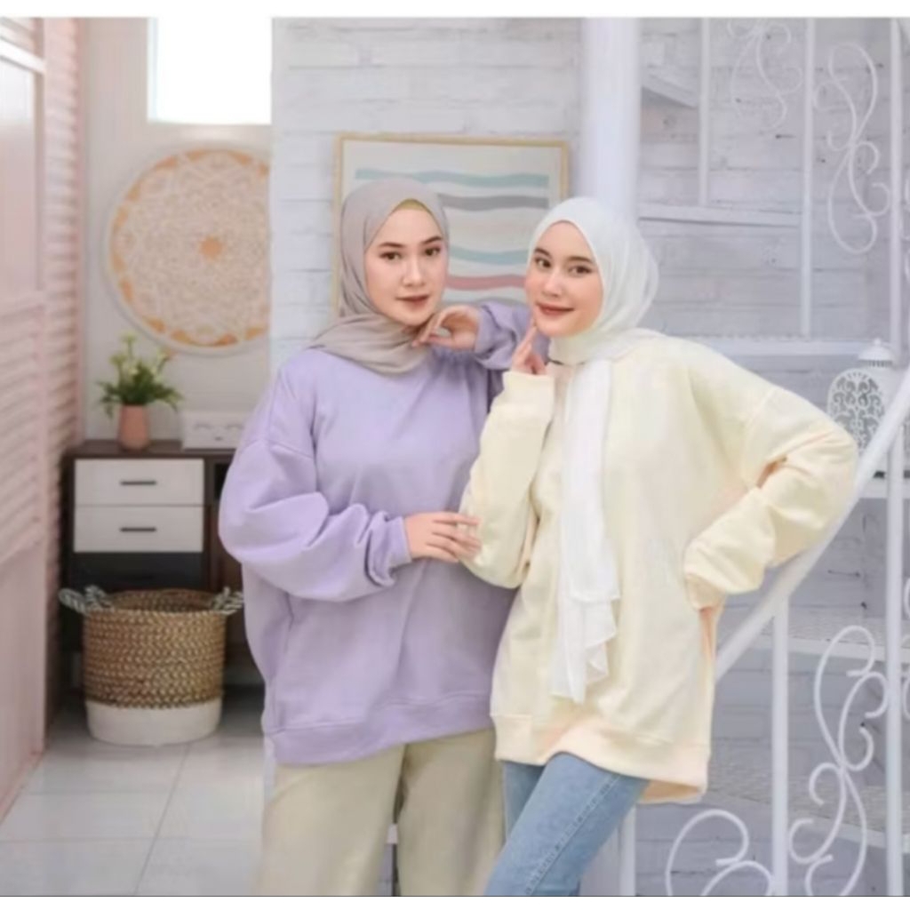 XXL Basic Oversize Sweater Polos Oblong Oversize Wanita