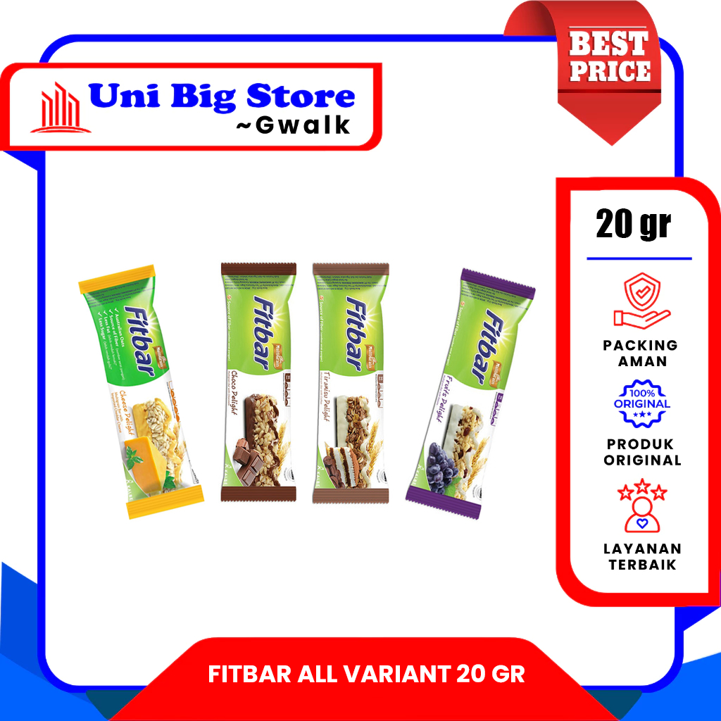 

FITBAR SNACK SEHAT FIT BAR CEREAL TIRAMISU - COKLAT CHOCO - FRUITS - CHEESE - 20 gr