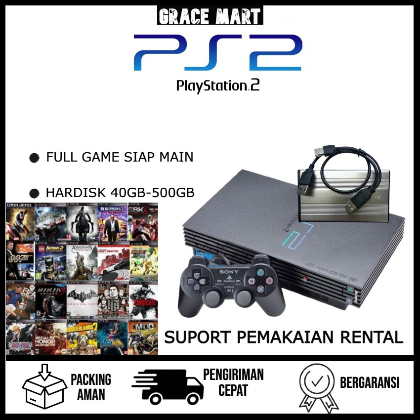 PS2 Fat Paket Komplit SONY Playstation 2 HDD 320GB Fullgame