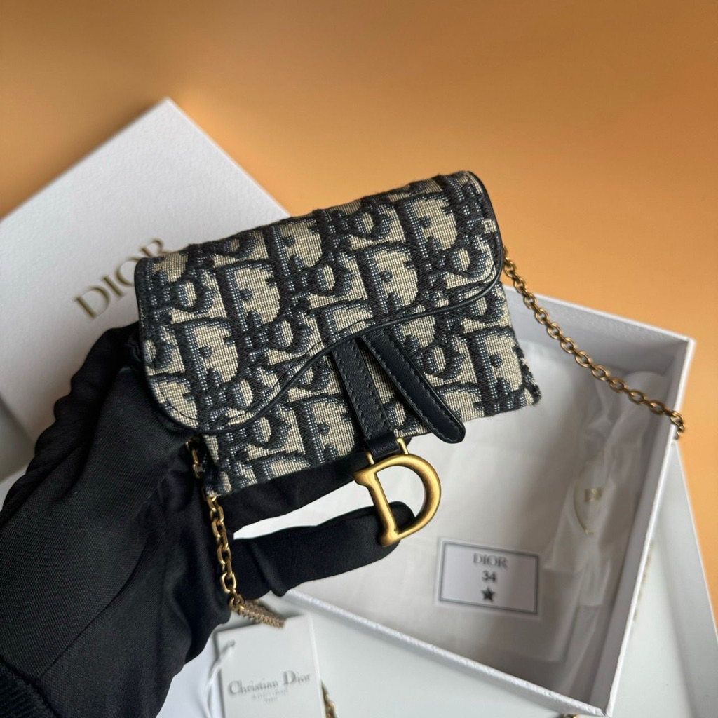 dior saddle nano pouch with chain 2021 authentic