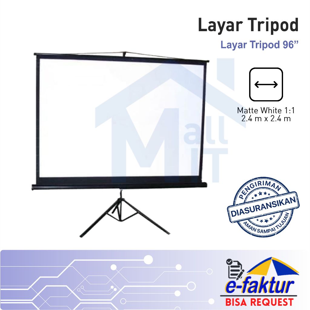 MALLIT ANYLINX PIXEL Layar Tripod Tripot Gantung Layar Proyektor 96" x 96" 2.4m x 2.4m