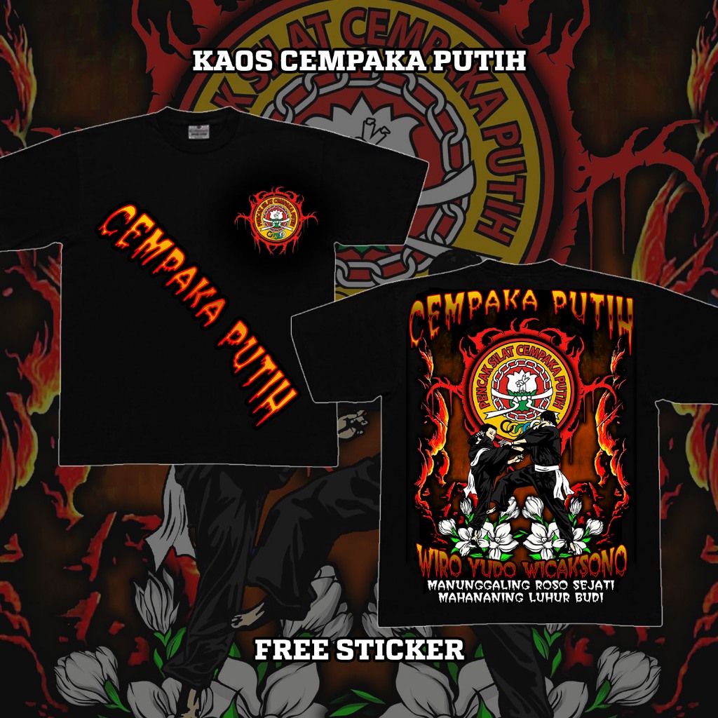 Kaos Cempaka Putih PSCP Tugu Pakem Pencak Silat CP 1974 New Edition Api Merah