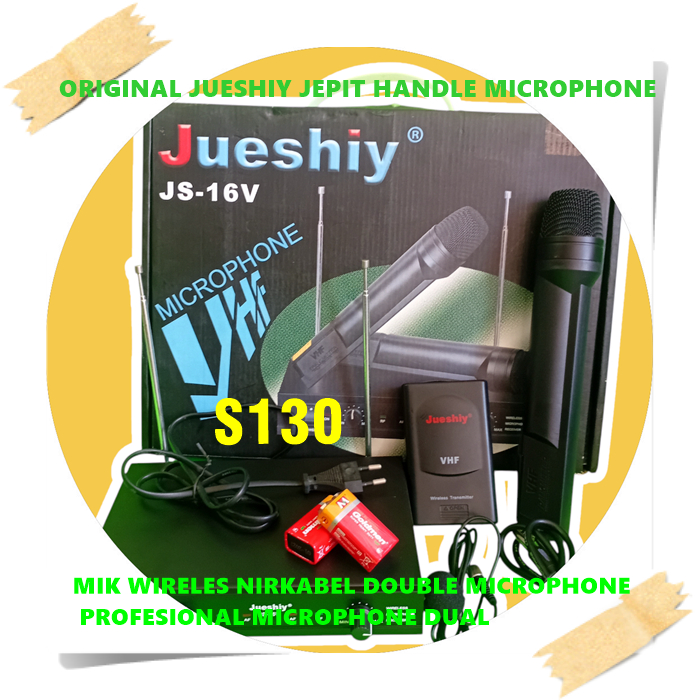 S130 ORIGINAL JUESHIY JEPIT HANDLE MICROPHONE MIC WIRELESS 16V KLIP CLIP DUAL MIK WIRELES NIRKABEL