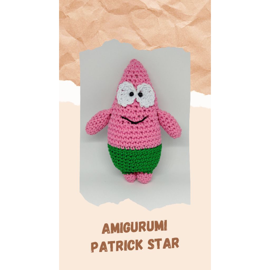 BONEKA RAJUT PATRICK BONEKA NEWBORN BONEKA BAYI AMIGURUMI PATRICK BIKINI BOTTOM