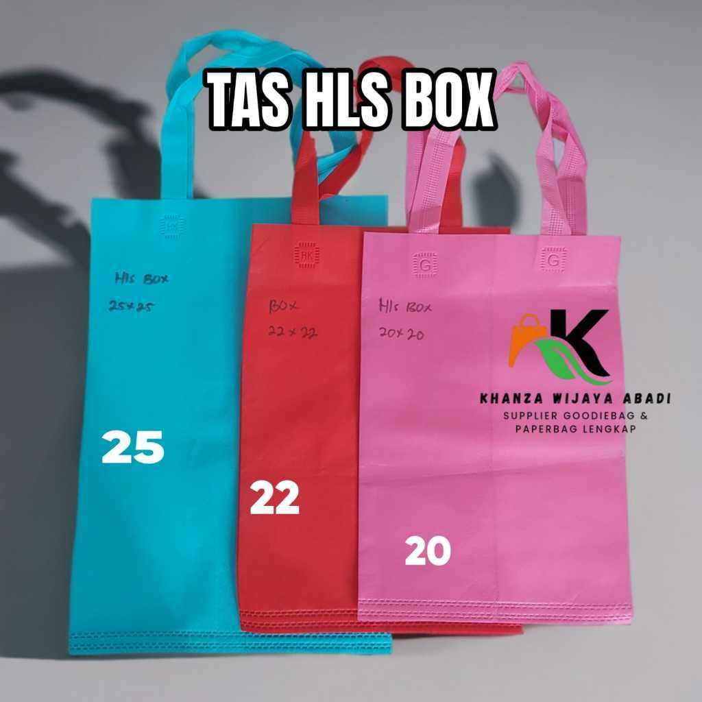

Tas Kain Spunbond / Tas HLS Box 20x20 / Tas Besek Nasi Kotak Snack / Harga Lusinan