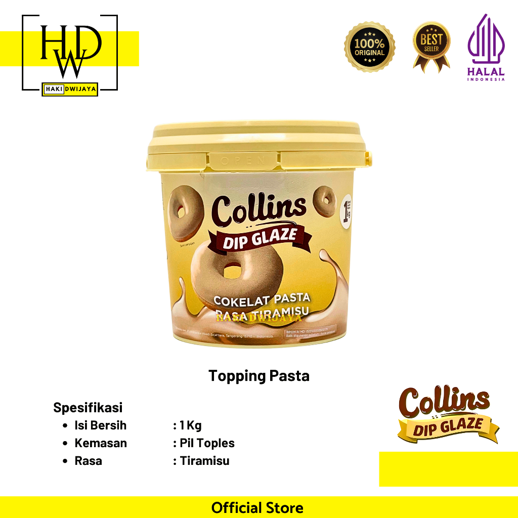 

[1kg] Collins Dip Glaze Topping, Dipping, Decoration, & Filling Rasa Tiramisu