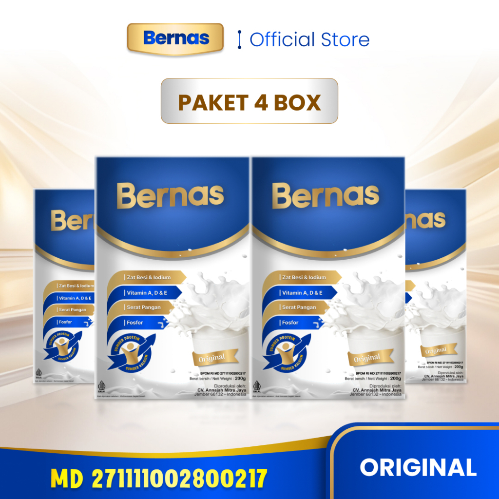 

BERNAS - Paket Pencernaan Sehat dan Keseimbangan Gizi bantu atasi anak Picky Eater isi 4 Box Susu Bernas | Bantu Makan Jadi Lahap Tidak Pilih-pilih Makanan