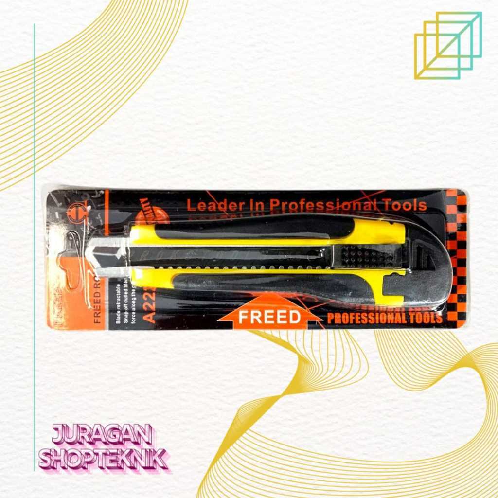 

FREED Cutter Pisau Cutter A222 – 18mm + 3 Mata Pisau Baja Hitam Anti Karat