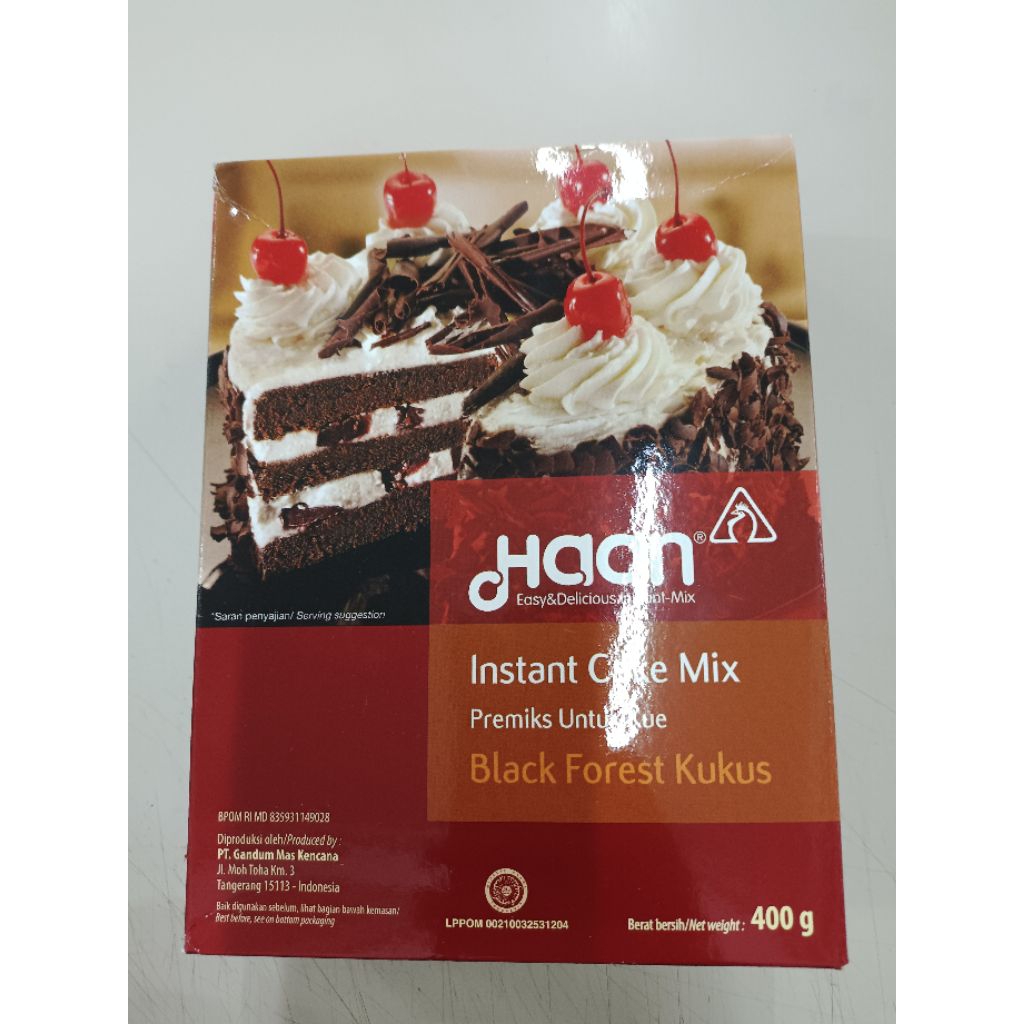 

TEPUNG PREMIX HAAN BLACK FOREST KUKUS 400GRAM