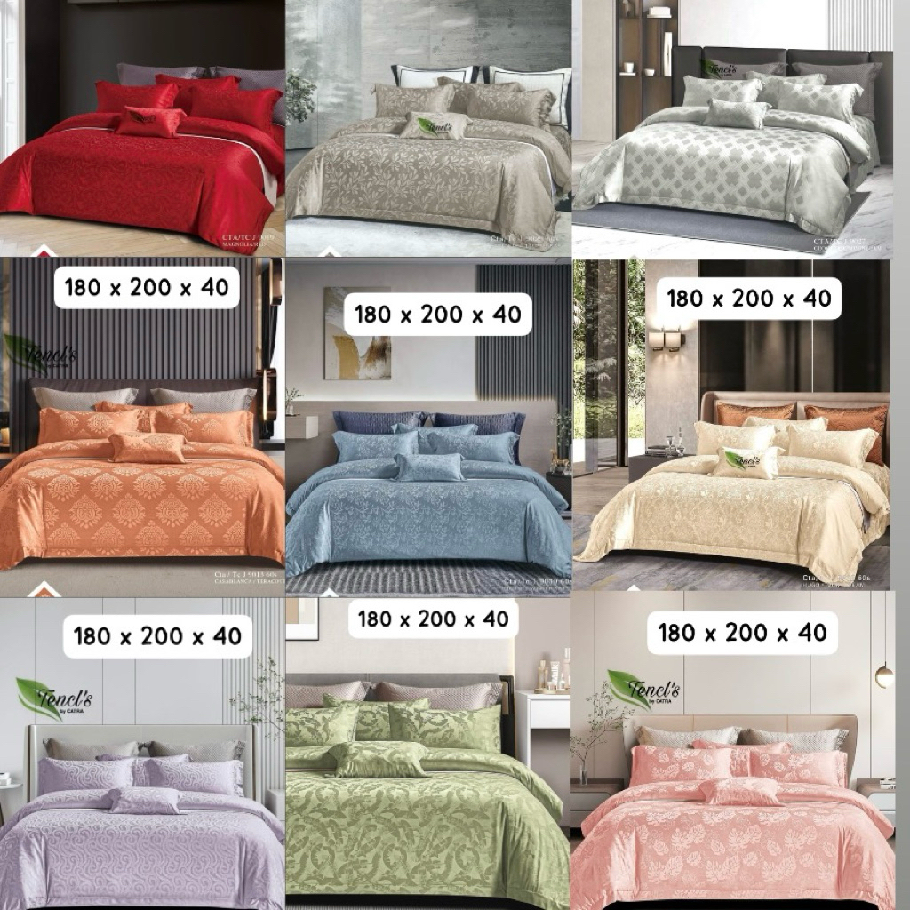 kks180t40 Bedcoverset Tencel Jacquard King size 180x200x40 Karet Keliling Tencel kingkoil 180x200x40