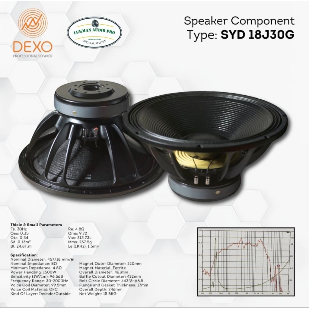 Speaker Dexo 18J30G 18 inch Original