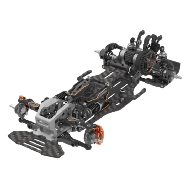 LSD Plaid 1/24 RWD Drift Chassis KIT Black Orange (Without Electronics)