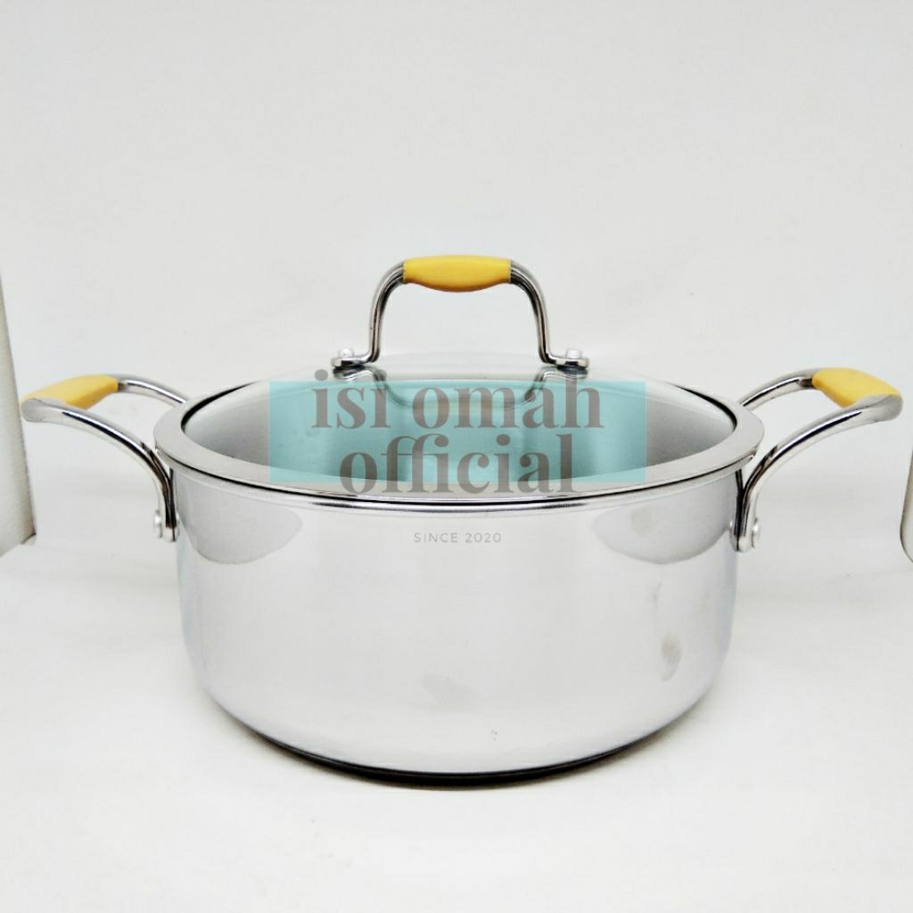 Panci Stainless Steel Tebal Maxim Dutch Oven 24 cm + Glass Cover Export Quality