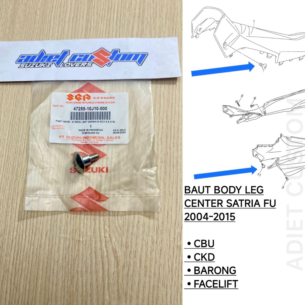 BOLT BAUT BODY LEG CENTER SATRIA FU 150 KARBU 2004-2015 ORIGINAL SGP ASLI 47255-10J10-000 BAUT BODY 