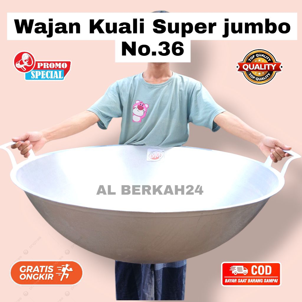 Wajan kuwali jumbo No 36, 34, 28, 26, 24 kancah besar alumunium tebal