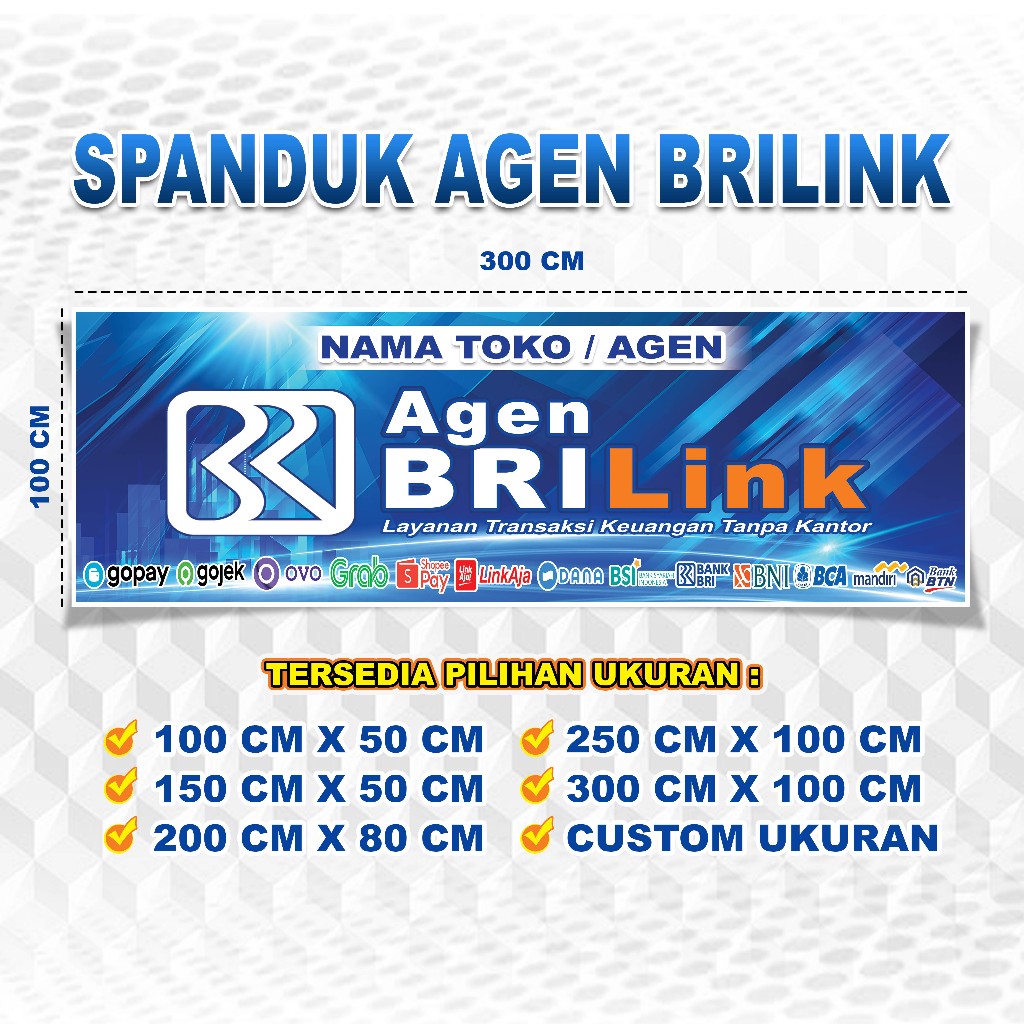 Spanduk Agen Pembayaran, Spanduk Agen BRILINK, Spanduk Toko, Spanduk Konter Pembayaran, Spanduk Outl