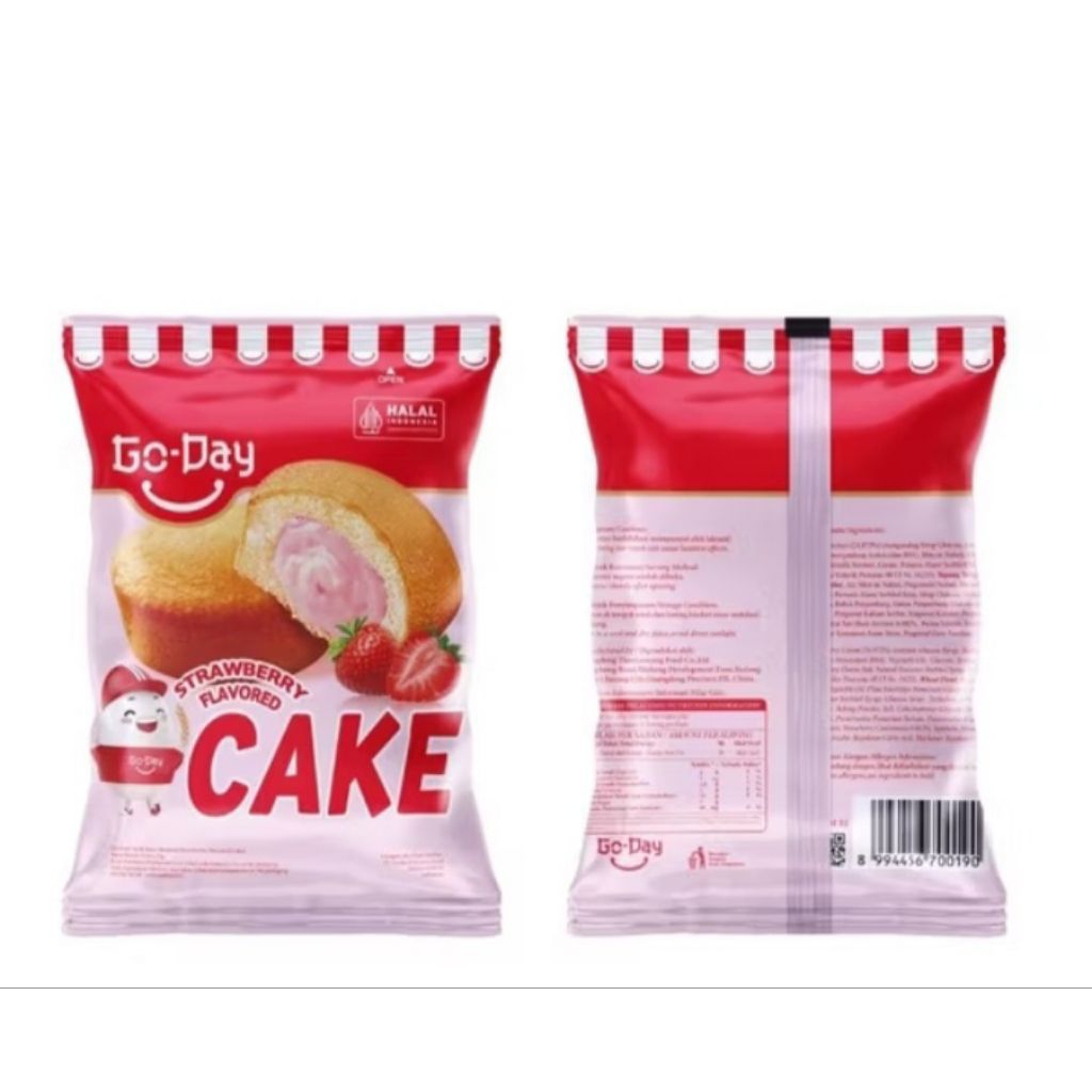 

10 Pcs Paket 1Renceng Go - Day Strawberry Cake 25G / Pcs