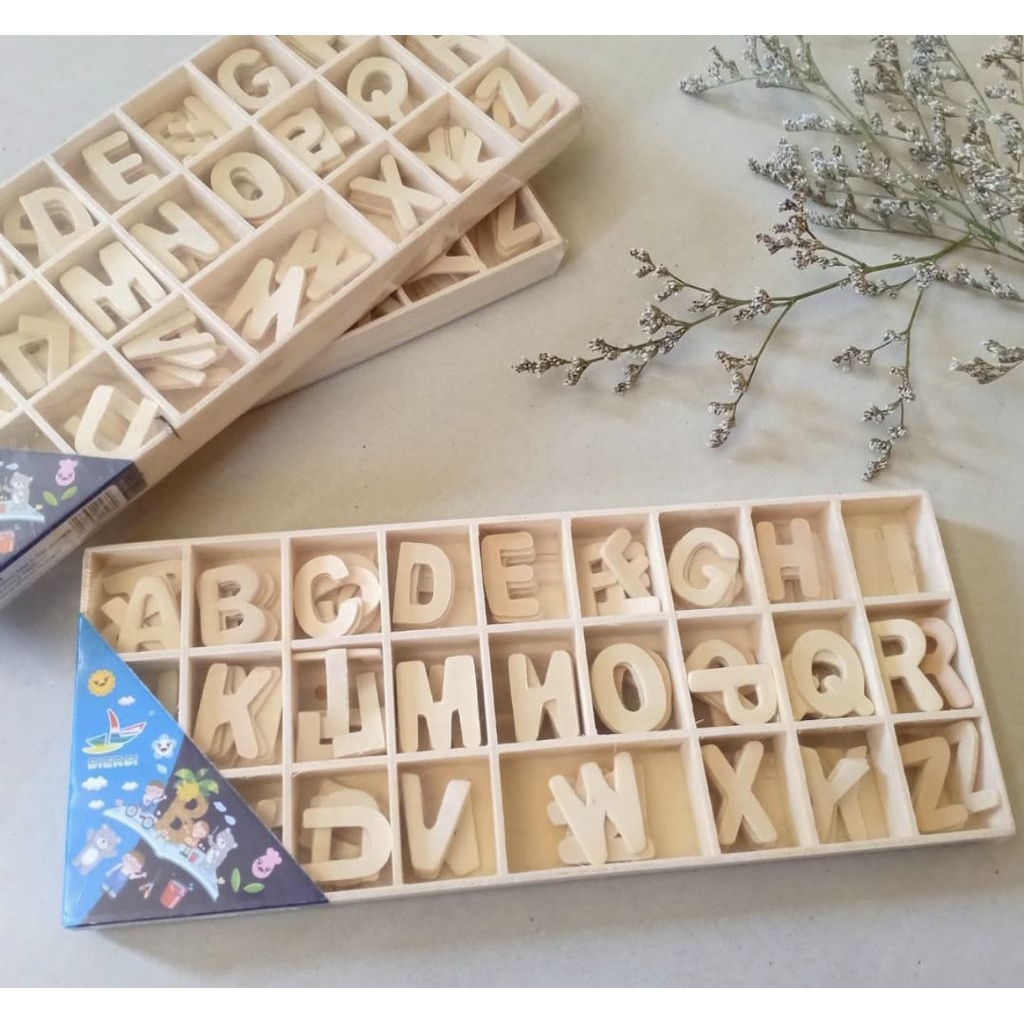 Abjad kayu / Huruf kayu / Mainan abjad kayu - 1 Set