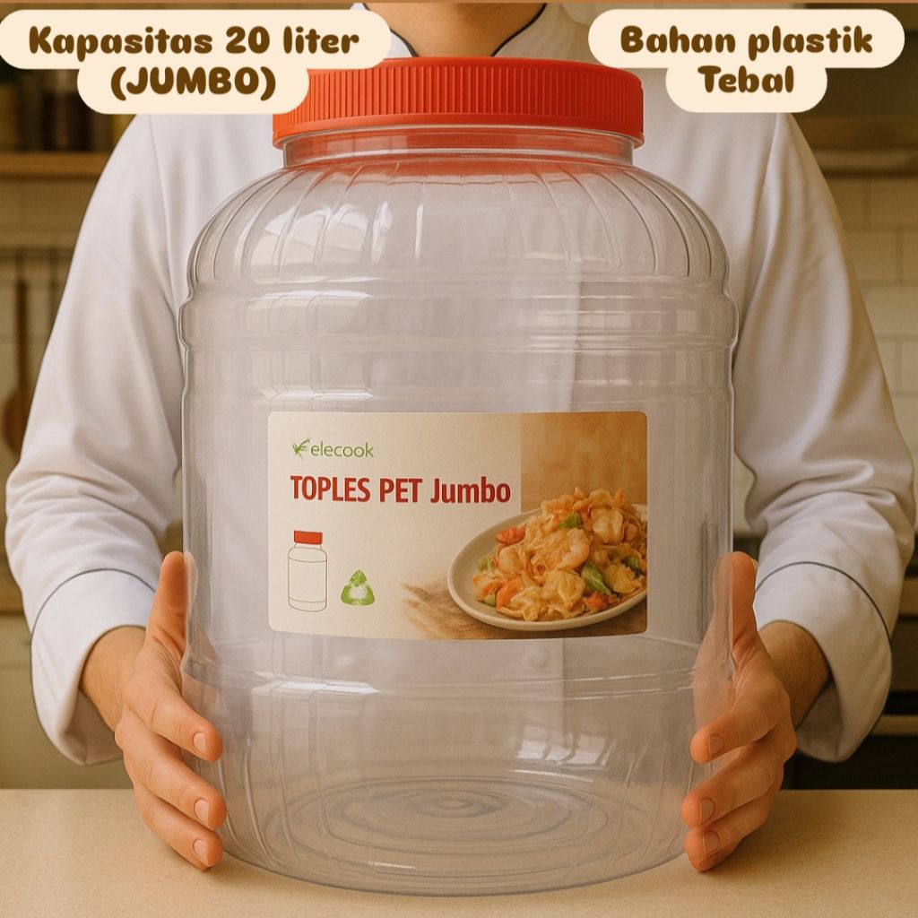 toples plastik besar PET 20 liter tebal / manisan toples plastik kerupuk / toples besar / toples tut