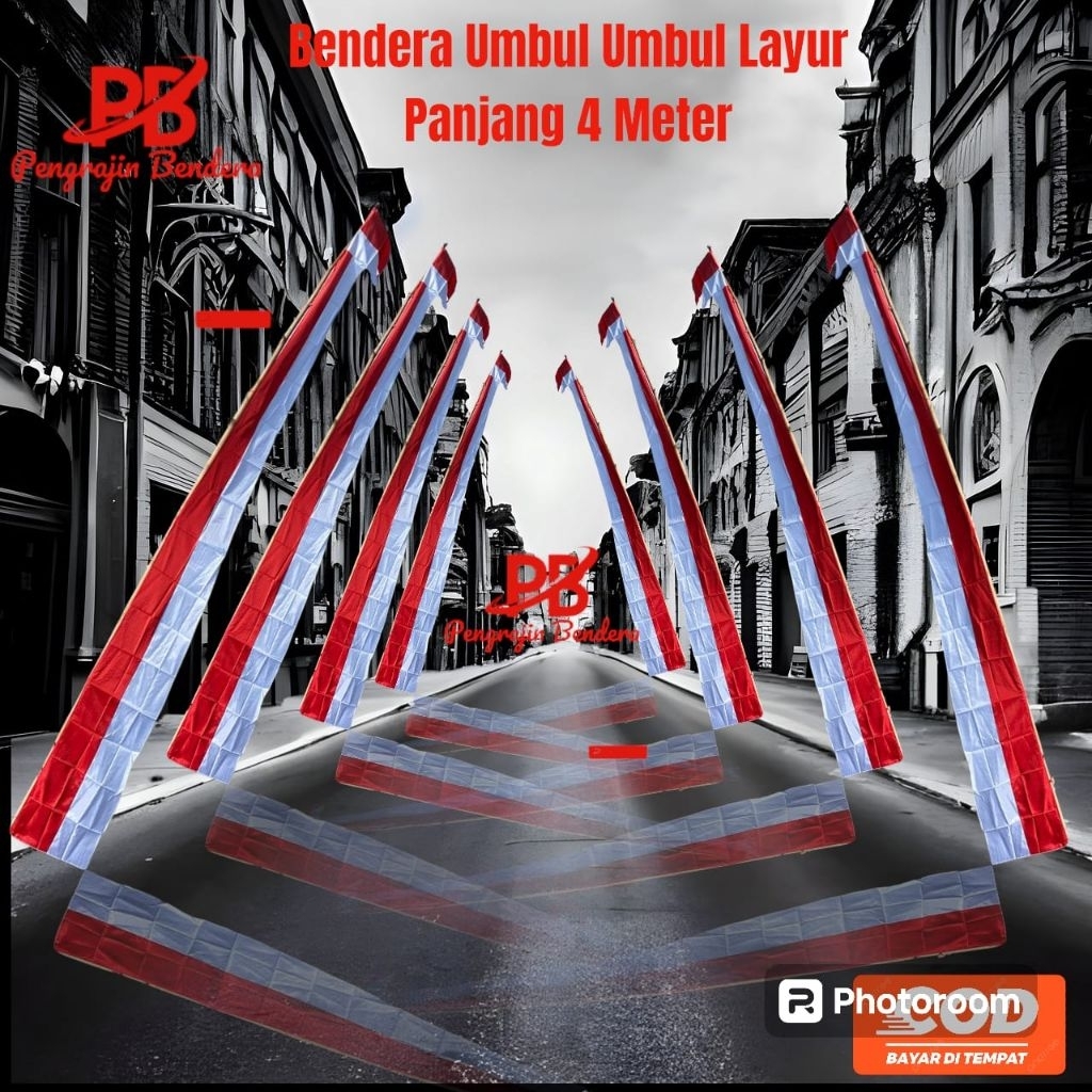 Bendera Merah Putih Umbul Umbul Layur Isi 20 Pcs (1 Kodi) Umbul Umbul Layur 4 Meter