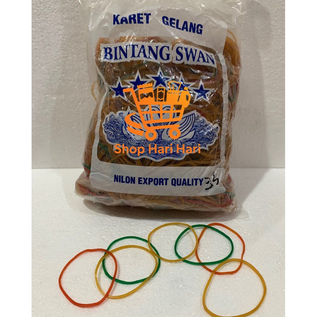 

Karet Gelang Bintang Swan 500 gram Warna Warni (1 bks)