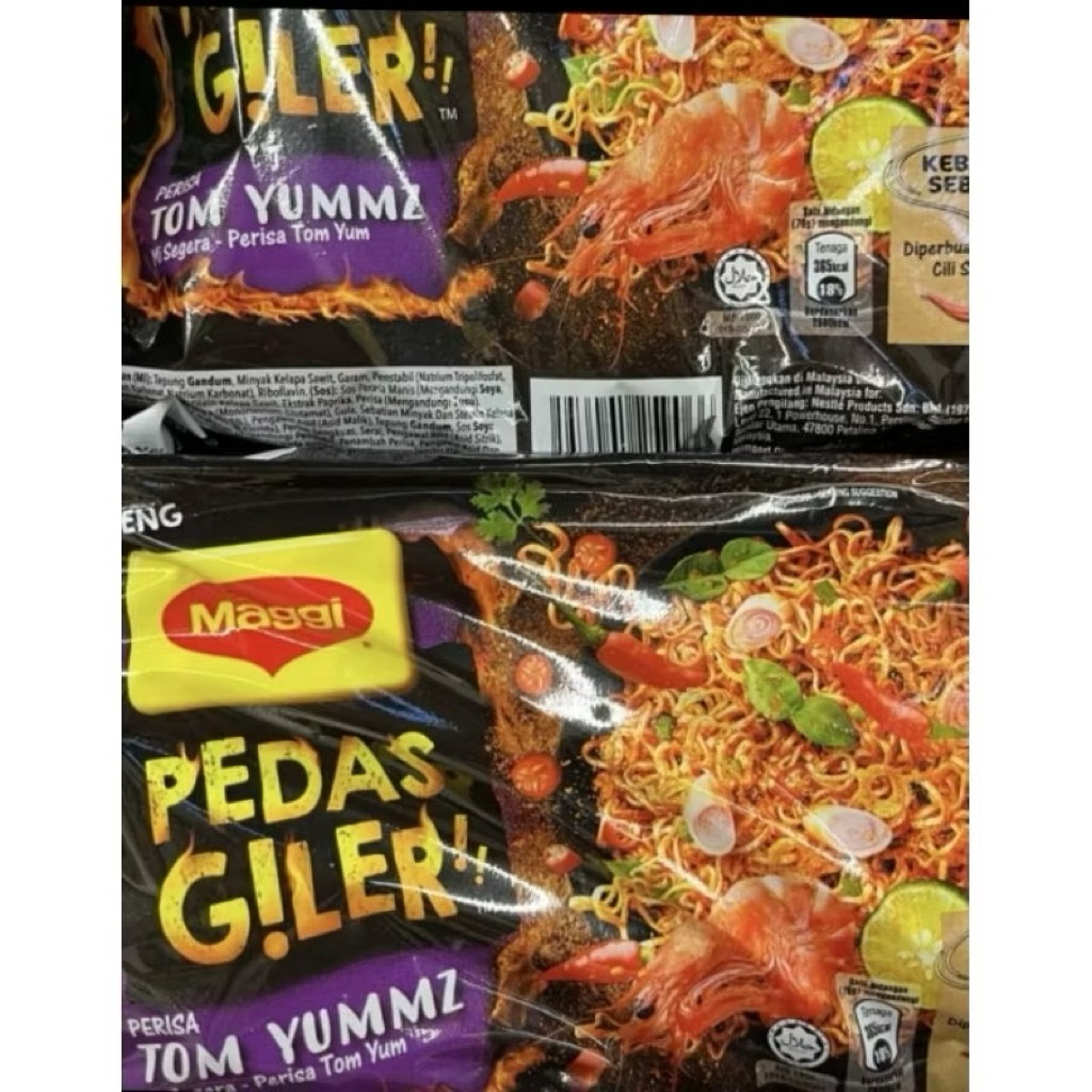 

Maggie Mie Pedes Giler Aglio olio tomyum kaw udang kaw