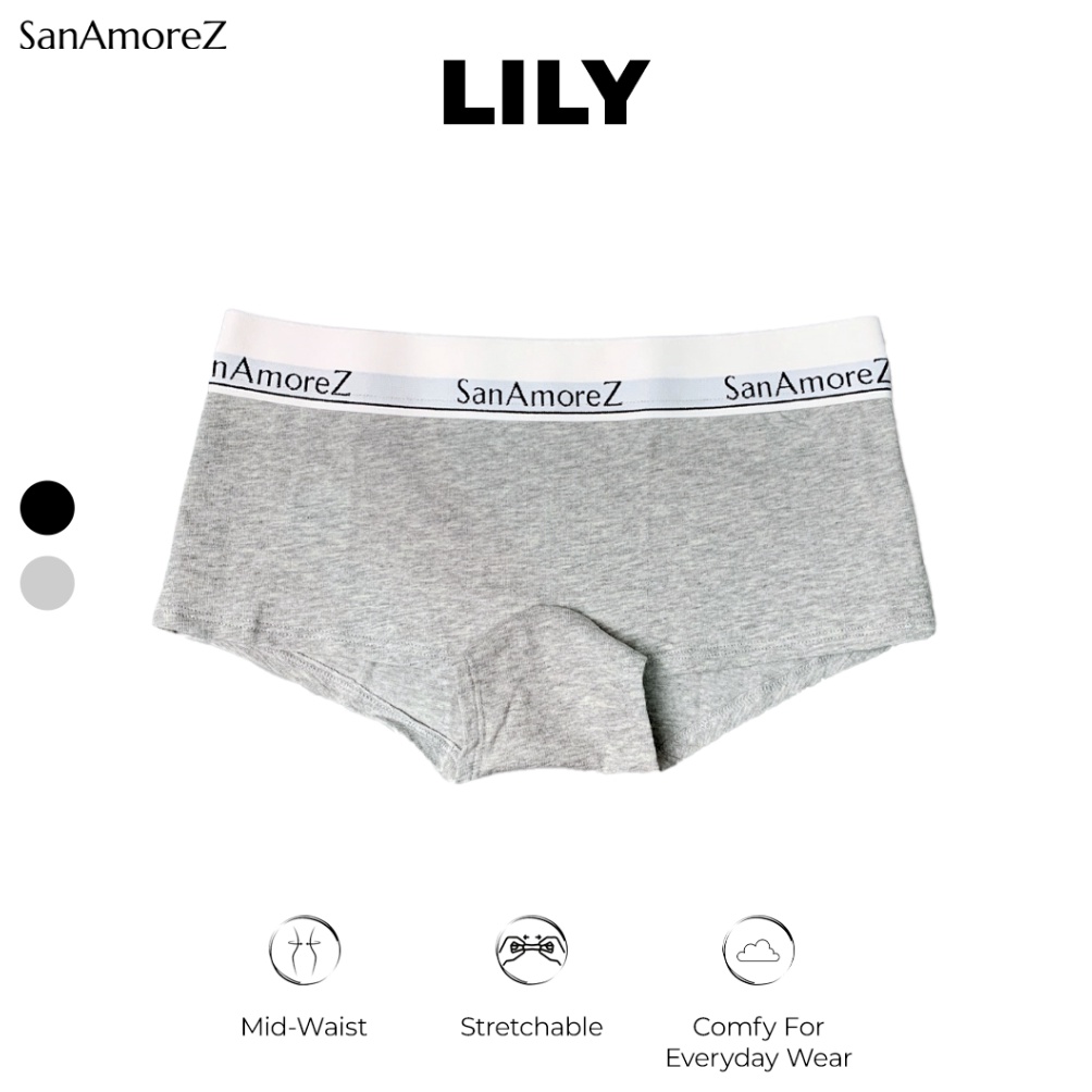 KODE E27V SanAmoreZ  Women Boyshorts Panty  Celana Dalam Wanita  Cotton  Size XS  XL  Mid Waist  Lil