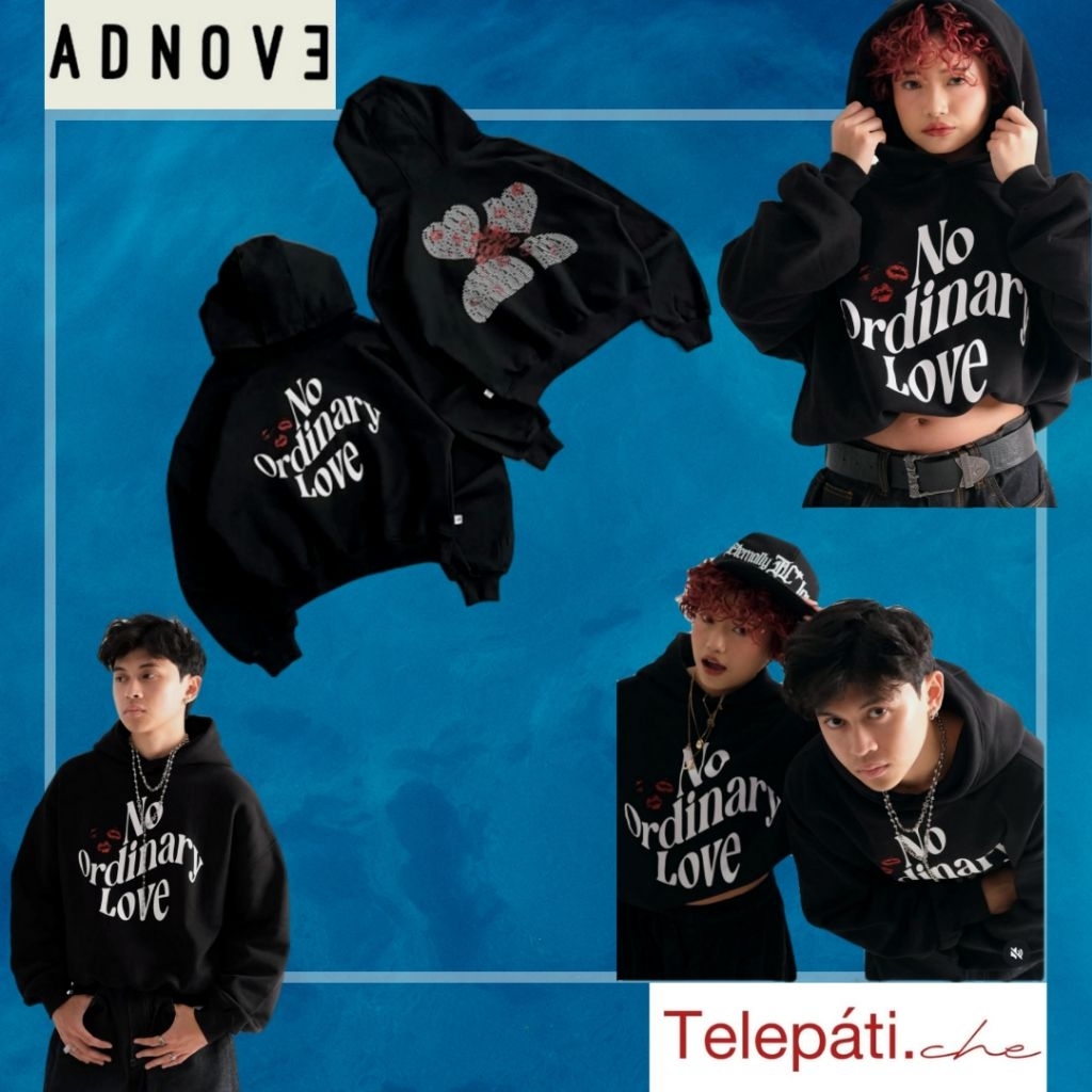 TELEPATI CHE BOXY HOODIE NO ORDINARY LOVE BLACK / TAC / KISS ME