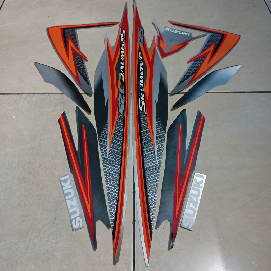 stiker striping suzuki skywave 125 2008 2009 silver lis body standar berkualitas original