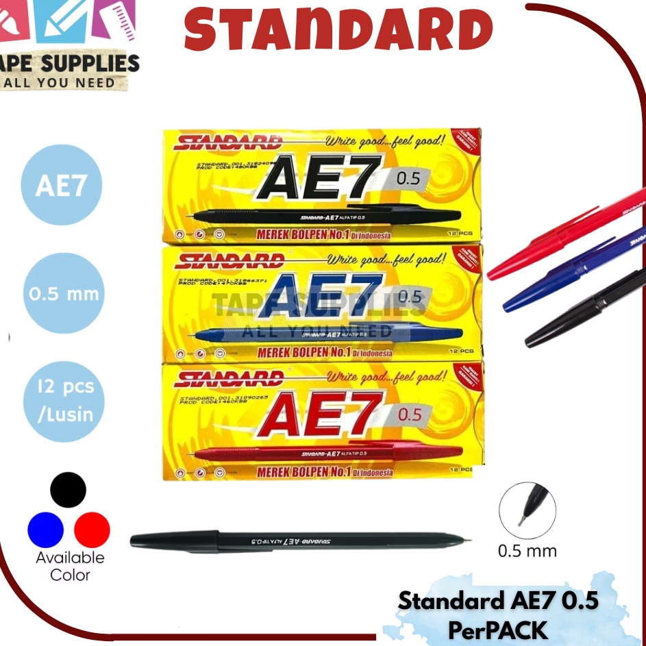 

Hot Sale Pulpen Standard AE7 1 Pack12PCS Ball Pen Pena 5mm Standard AE7