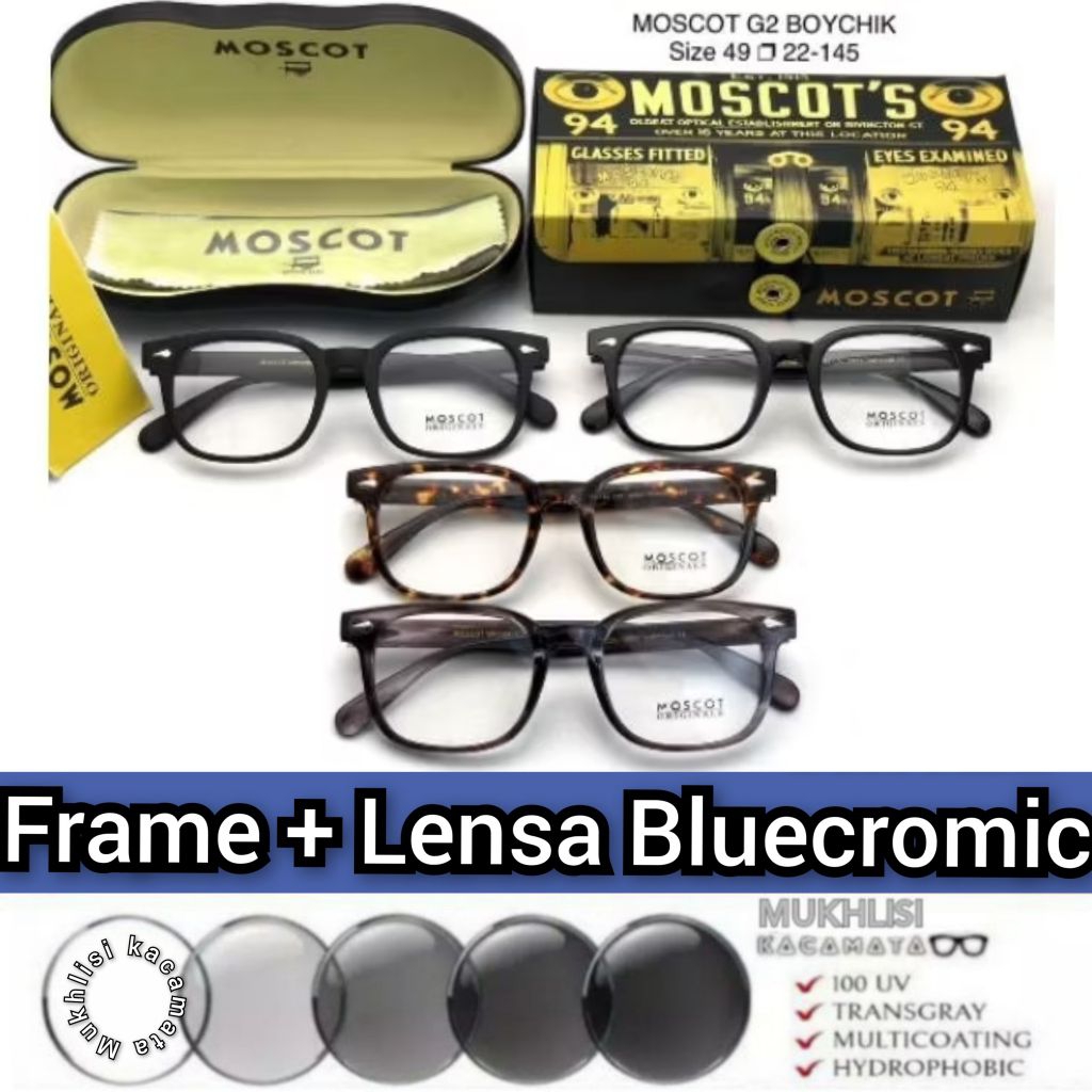 Kacamata moscot lensa photocromic / bluecromic kacamata premium