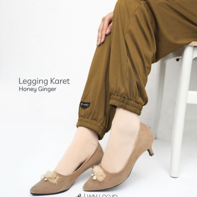 KODE C17L Legging Karet Celamis Inner Gamis Hijab Polos Jumbo Adem by WNJ Wanoja Hitam Navy