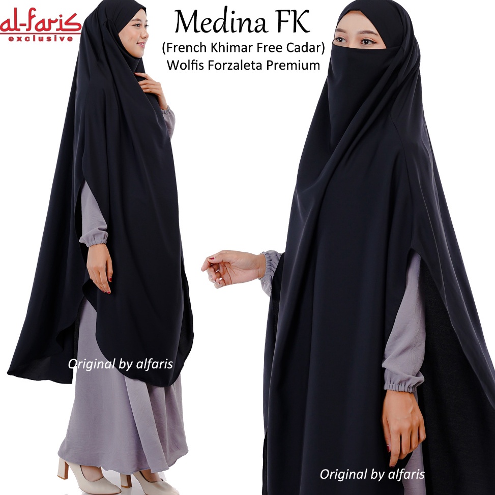KODE Q62S Medina French Khimar Long Oval Wolfis Premium Forzaleta Free Cadar Frenchkhimar Woolpeach 