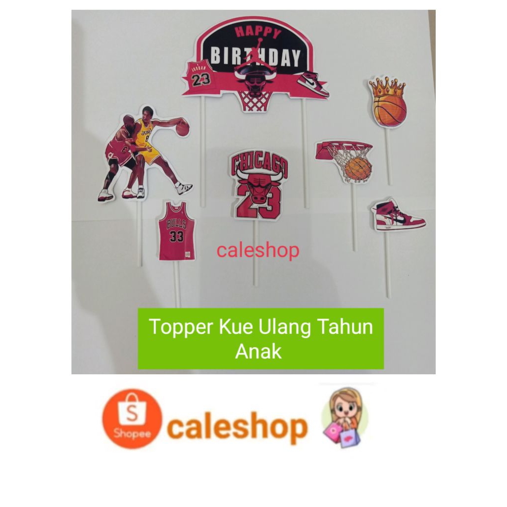 Topper Kertas Kue Ulang Tahun Anak Basketball Bola Basket