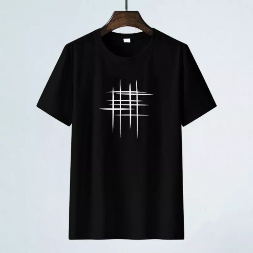 KAOS MOTIF GARIS GARIS HITAM | KAOS DISTRO PRIA WANITA