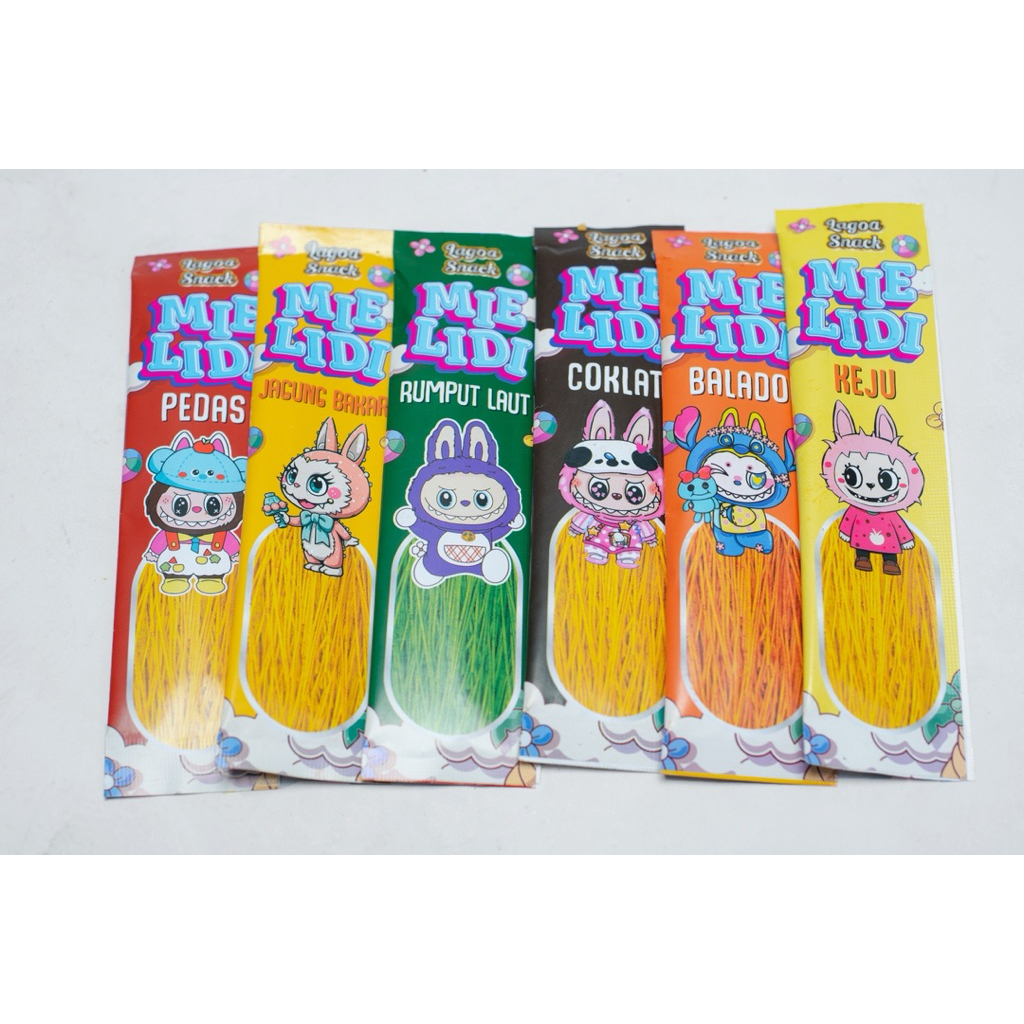 

RB22 [bisa custom] 50 PCS MIE LIDI 6 RASA PAKET USAHA LAGOA SNACK ECER 1000 UNTUNG BANYAK