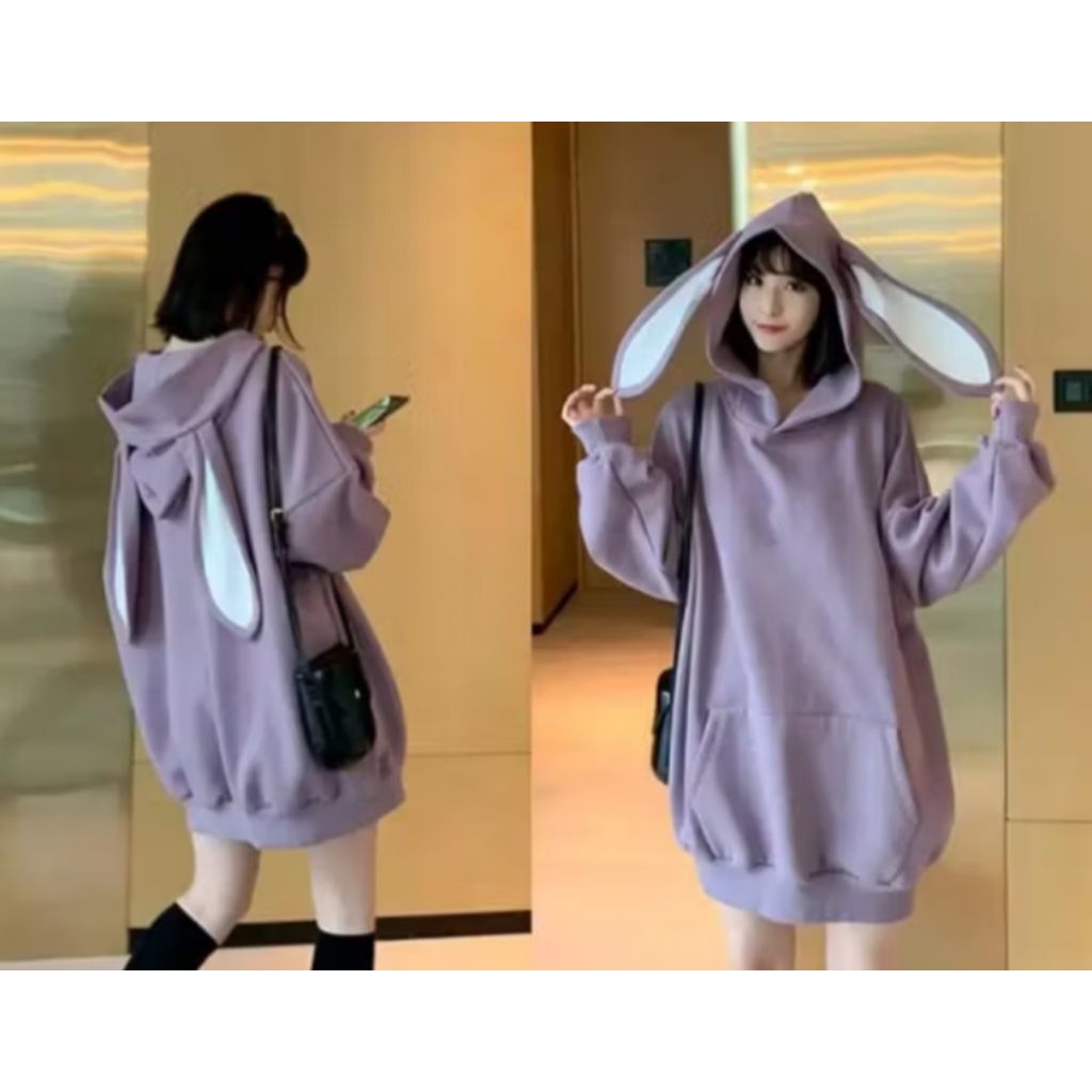 SWEATER OVERSIZE HOODIE RABBIT SWEATER HOODIE OVERSIZE WANITA XXL