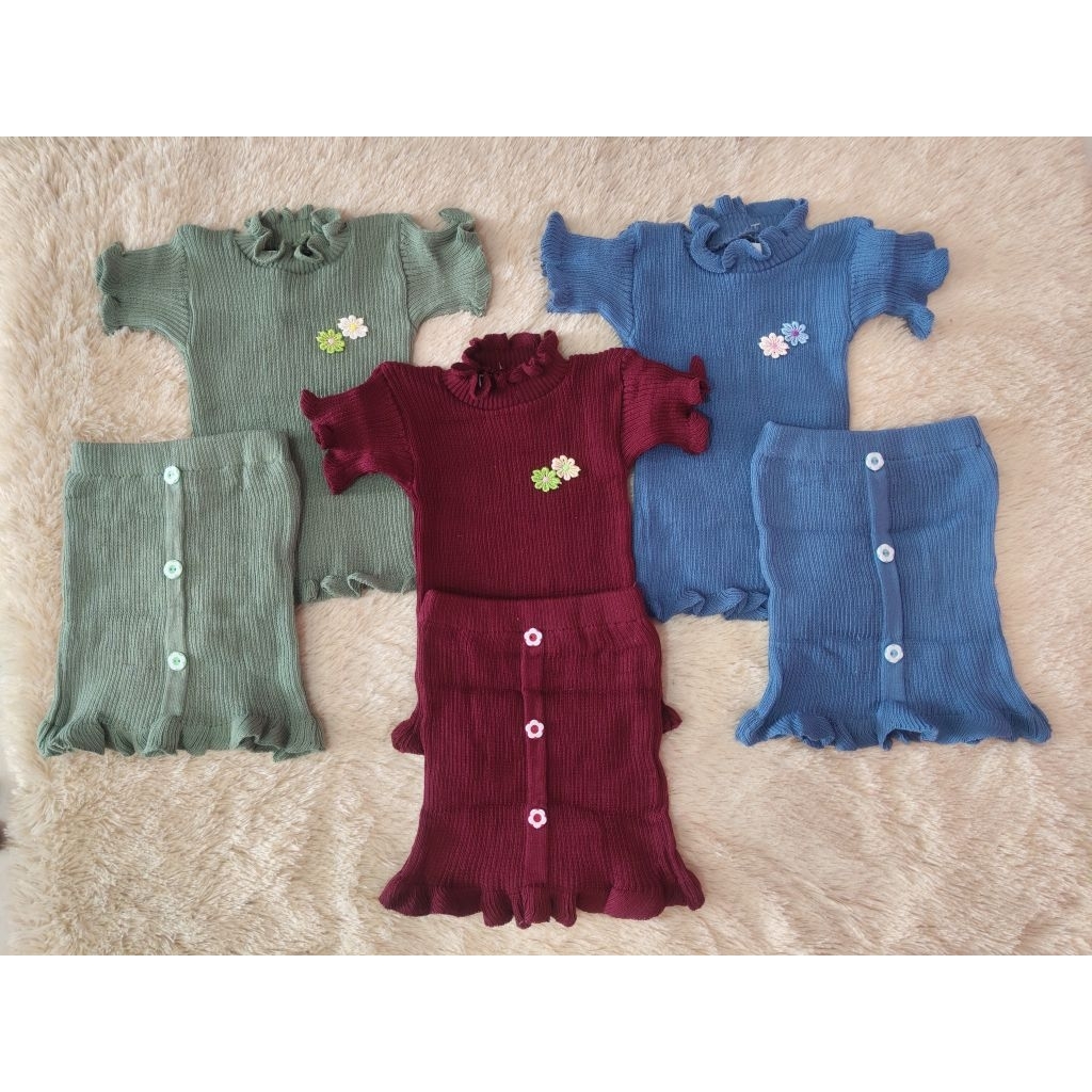 BAJU RAJUT ANAK/SETELAN RAJUT ROK/SPAN RAJUT BABY/SETELAN BAJU RAJUT LENGAN PENDEK