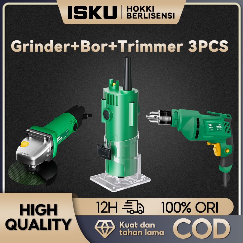 ISKU Mesin Profil Kayu+Mesin Bor Listrik 700W+500W Tembaga Murni Mesin Gerinda
