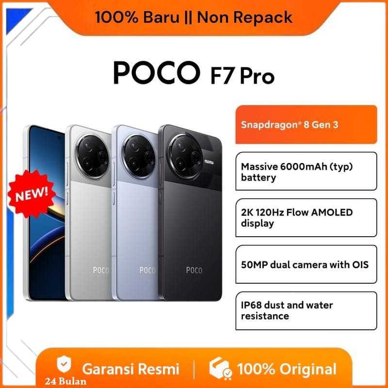 Poco F7 Pro 5g 12/512 GB | Snapdragon 8 Gen3 | Camera 50MP | Chrag 90W | poco f7 pro Garansi Resmi