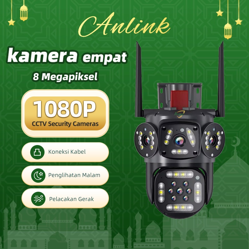 CCTV WiFi Outdoor Dual Lensa 1080P Night Vision Audio 2 Arah Deteksi Gerak Alarm Tahan Hujan Murah