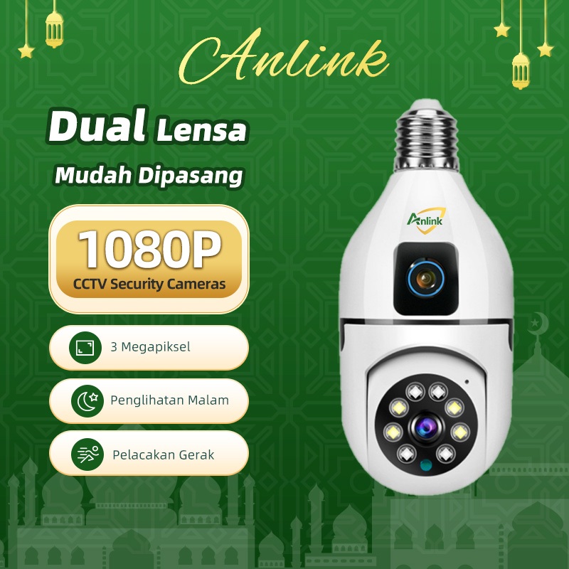 CCTV 4G/WiFi Bohlam Dual Lensa 1080P Indoor Night Vision Audio 2 Arah Deteksi Gerak Mudah Pasan